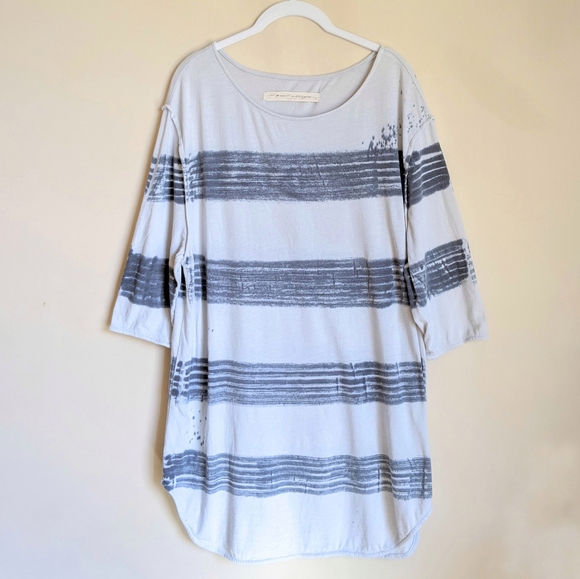Raquel Allegra Painters Stripe Jersey Shirt Dress - Picture 1 of 13